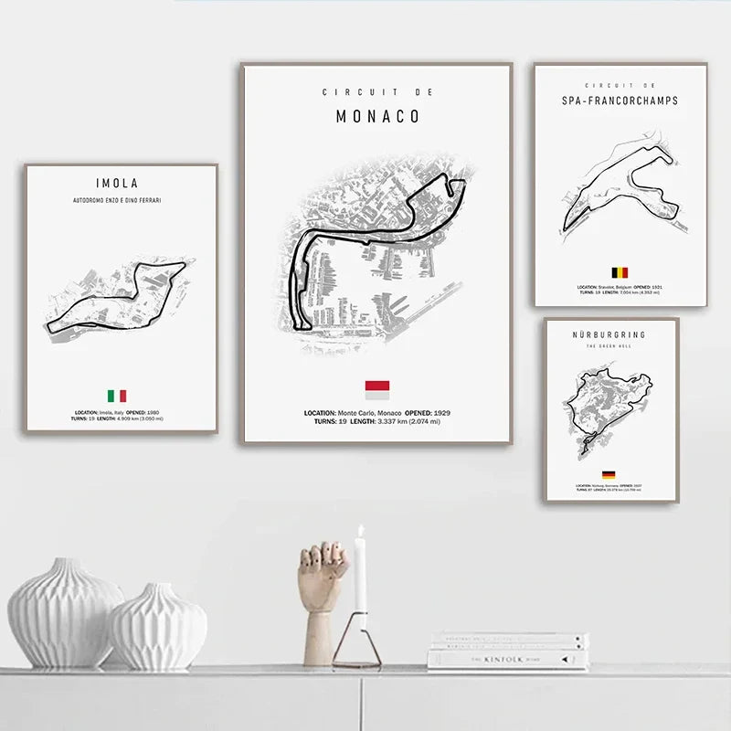 F1 Circuit Canvas Painting - Motorsport Wall Art - Posters