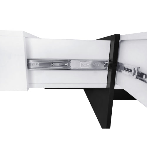 Mesa de Centro de Diseño Único con 4 Compartimentos de Almacenamiento Ocultos