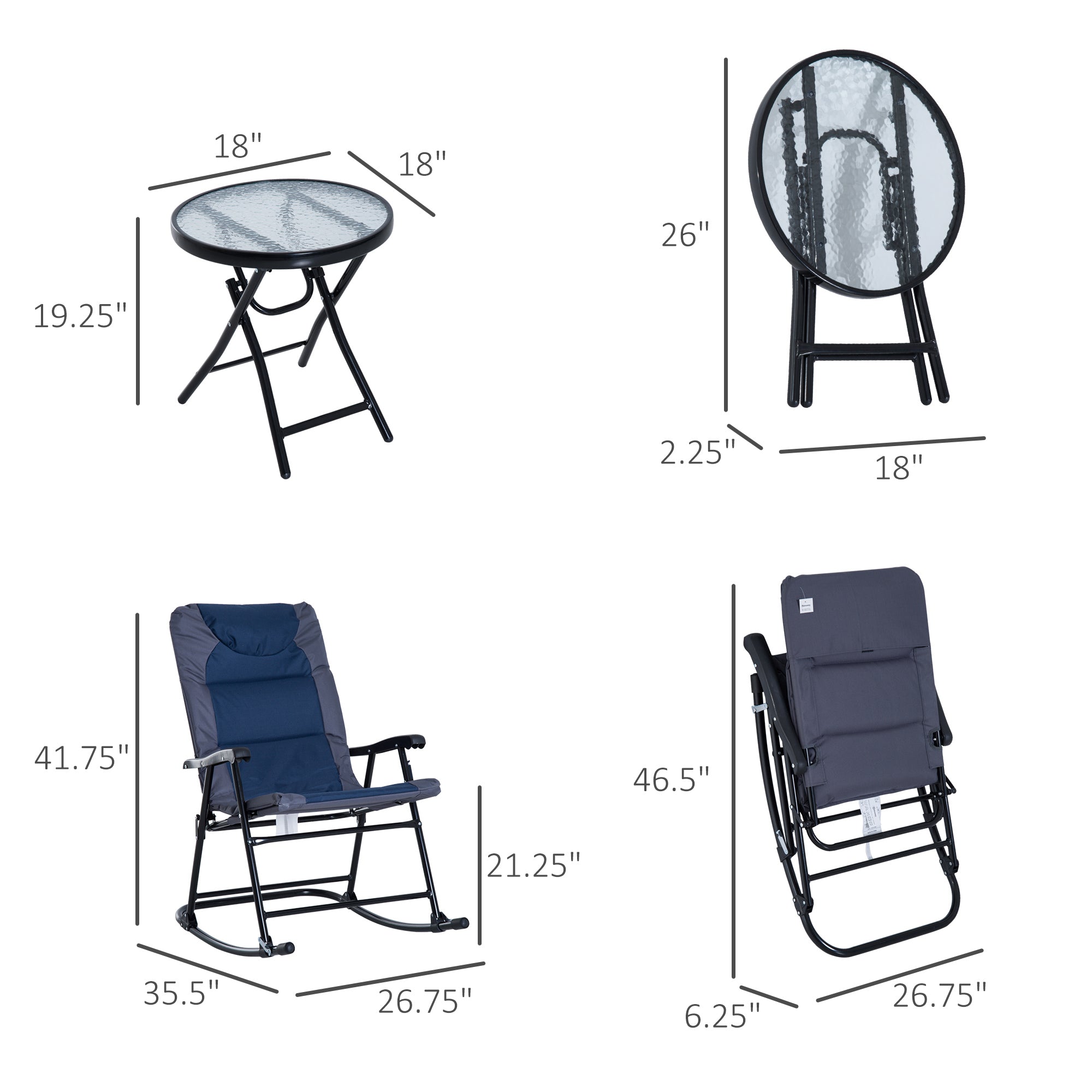 Glass Rocking Bistro Set