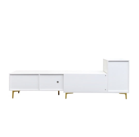 Soporte de TV Extensible en Madera para Pantalla Rectangular, Centro de Entretenimiento, Consola de TV para Medios en Sala de Estar o Dormitorio