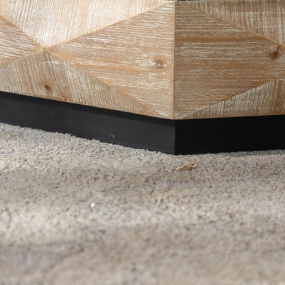 Octagon Coffee Table,38 Retro Style Wood Center Table With Three-Dimensional Embossed Pattern,Rustic Cocktail Table Center Large Circle Coffee Table For Living Room Home