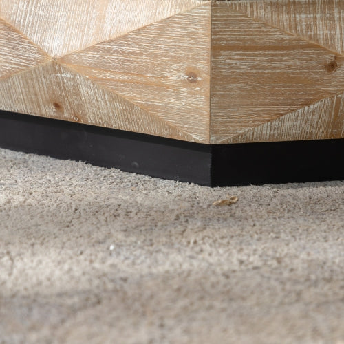 Oktagon Couchtisch, 38 Retro-Stil Holz-Mitteltisch mit dreidimensionalem Prägungsmuster, rustikaler Cocktailtisch Mitteltisch großer runder Couchtisch für Wohnzimmer Zuhause