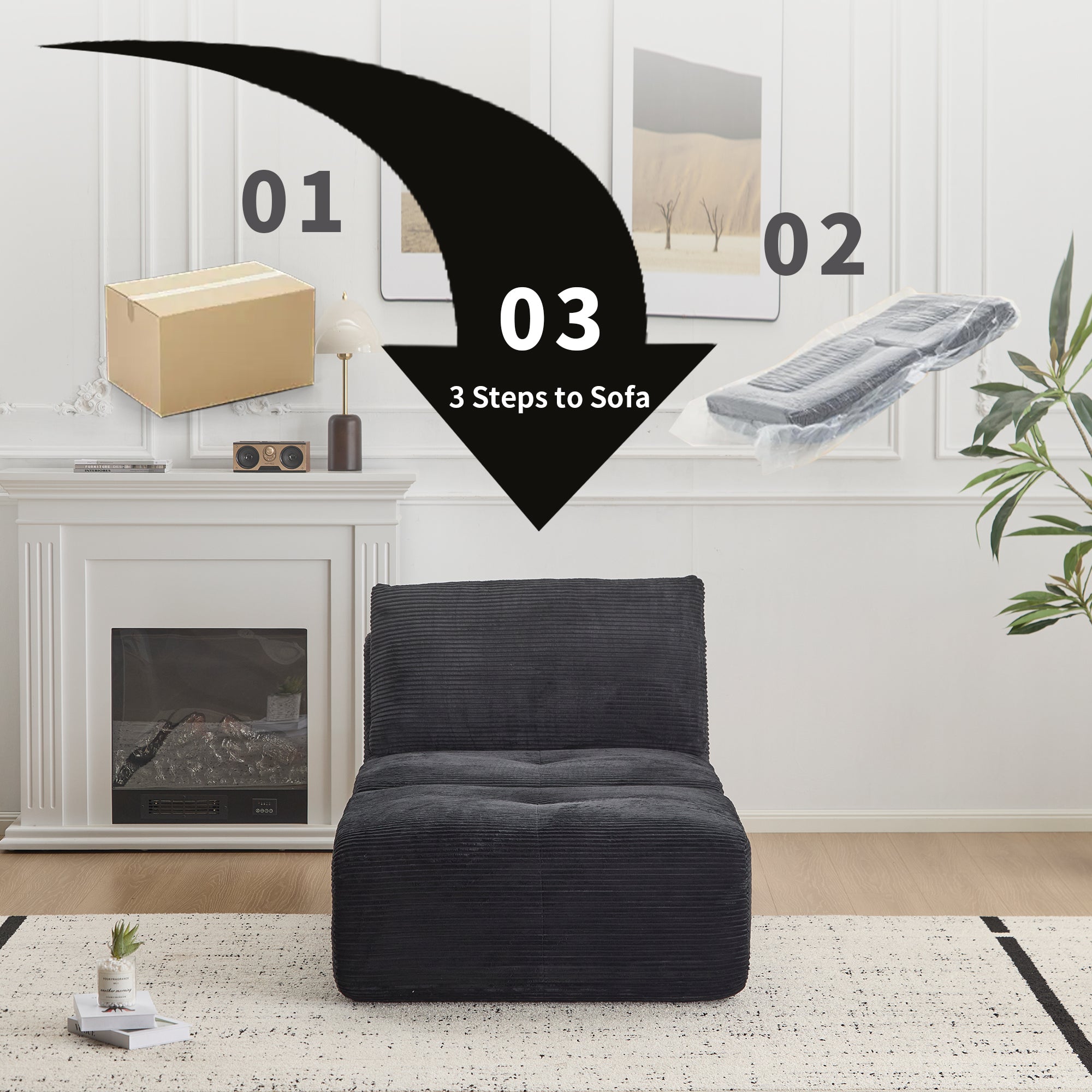 Sofá Comprimido de Espuma de Memoria Moderna, Sofá Seccional Grande de 2 Plazas para Sala de Estar, Sofá Seccional Modular Nube Amigable con Mascotas, Tela de Corduroy, Loveseat Extra Profundo, Sin Ensamblaje Requerido, Beige