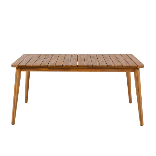 Mesa de Comedor de Madera de Acacia para 6 Personas, Mesa Exterior, Muebles de Estilo Granja para Terraza, Jardín, Patio Trasero, Teca con Capacidad de Peso de 180 Libras 63L