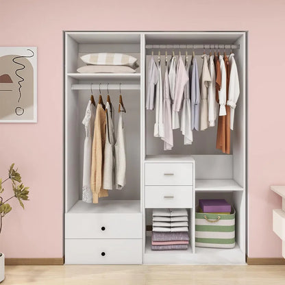 Tall Closet System With Closet Drawers,White Walk-in Closet Organizers And Storager