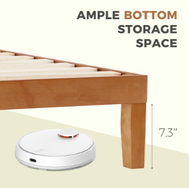 Solid Wood Bed Frame - Mattress Base With Headboard, No Spring Box Required, 1100 Pounds Of Sturdy Wooden Strips For Support