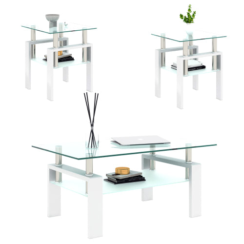 White Glass Square Tables