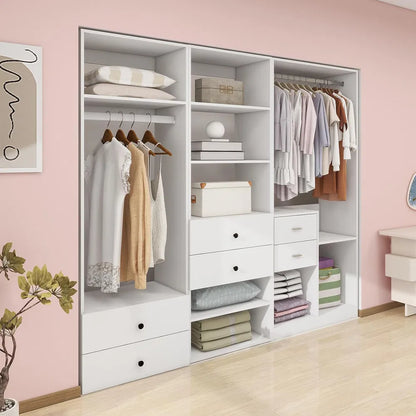 Livelylodge Modular Wardrobe Closet - Freestanding White Closet With Spacious Storage Shelves And Hanging Rods 70.86"W X 16.04"D X 70.86"H