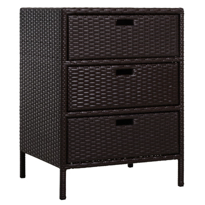32  Poolside Rattan Wicker Patio Organizer Storage Cabinet With 3 Large Drawers  Weather Fighting Materials