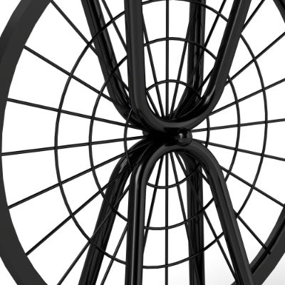 2 Piece Vintage Industrial Wheel Design Side Table, Round Accent Table With Metal Frame, Rustic Coffee Table For Living Room, Bedroom, And Office