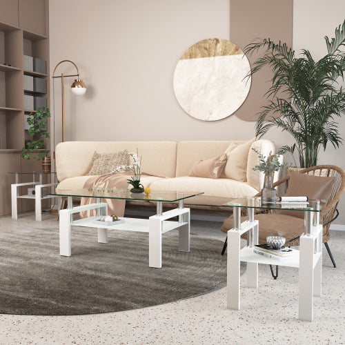 White Glass Square Tables