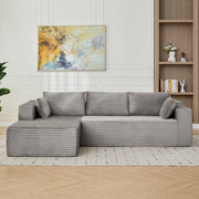 Sofá Cama de Compresión en Forma de L con Tela de Corduroy - Sofá Seccional Convertible, Sofá de Suelo Plegable para Dormir, Sala de Estar Ahorraespacio Similar al Franela para Apartamentos Pequeños, Sala de Estar y Sala de Juegos NO TUME