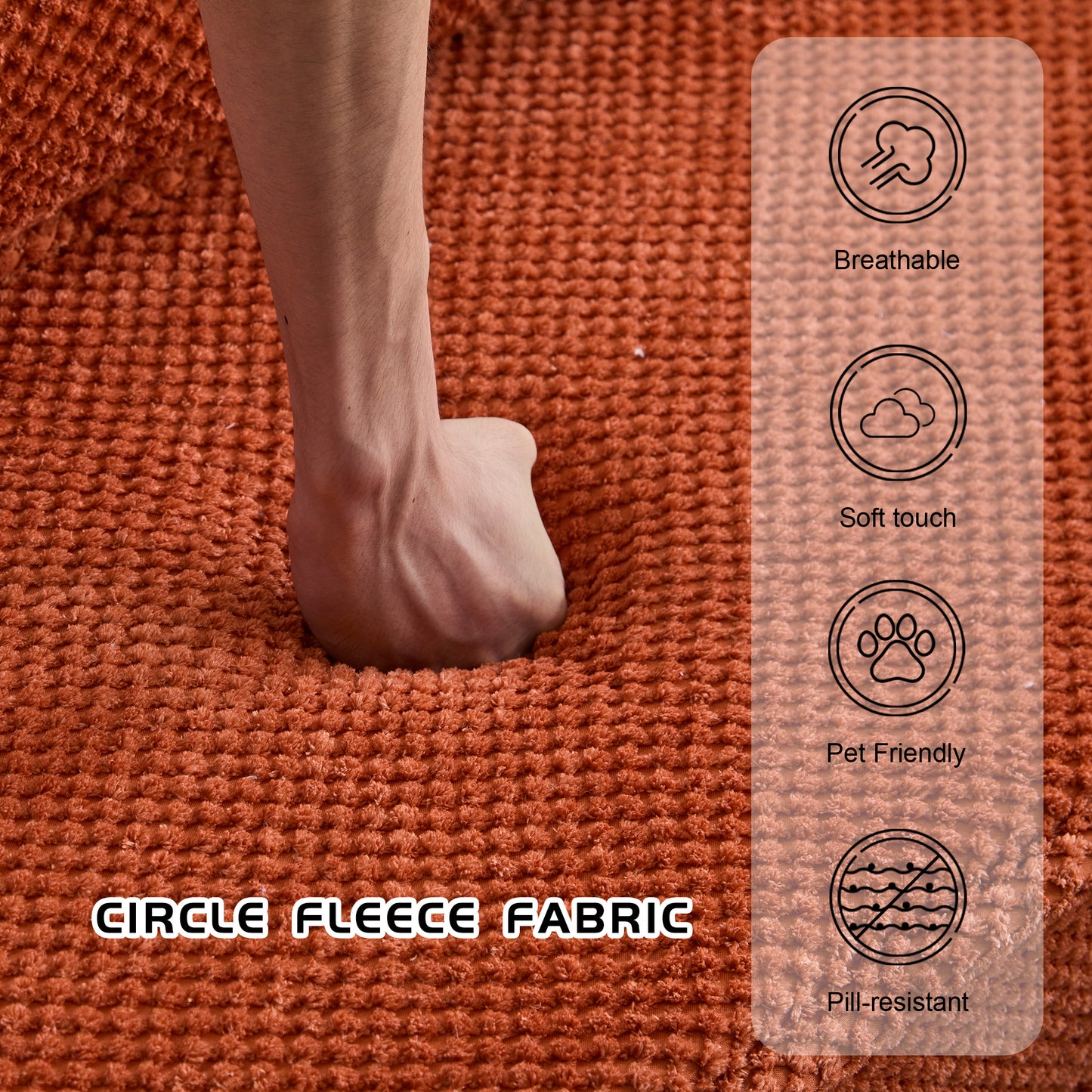 Compression Mahjong Sofa,Convertible Floor Sofa Bed,DIY Boneless Modular Sectional Sofa,No Assembly Required,Circle Fleece Fabric,Oversized Single Sofa With 1 Pillow,Orange