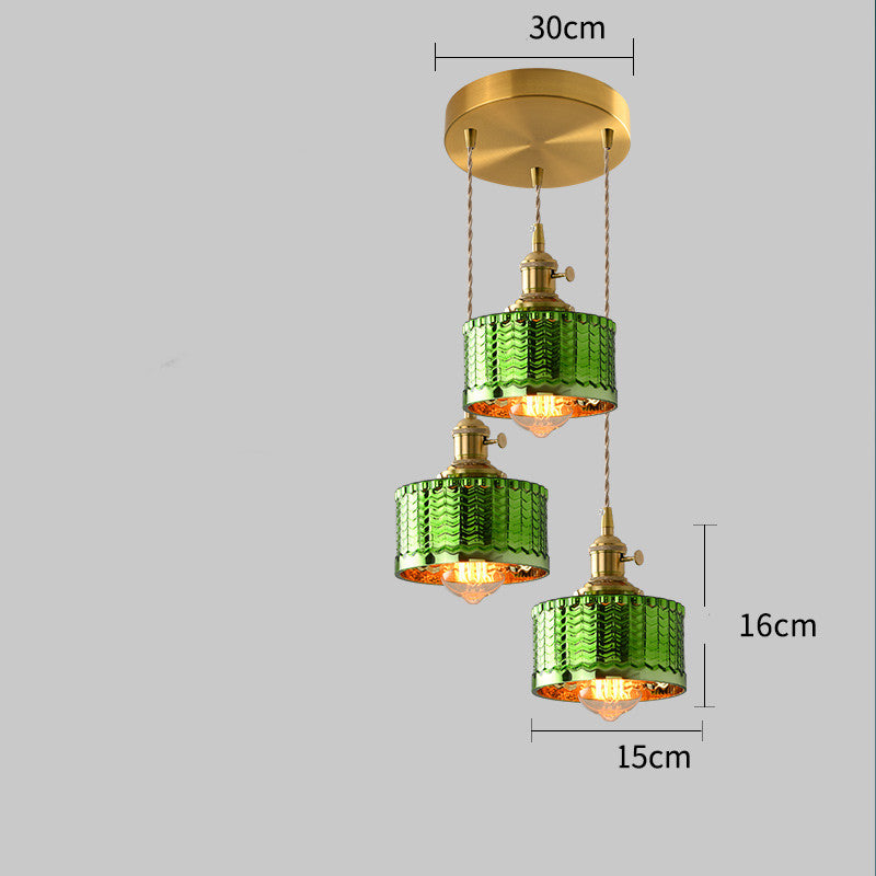 Copper Glass Chandelier Retro Style Multi-Size