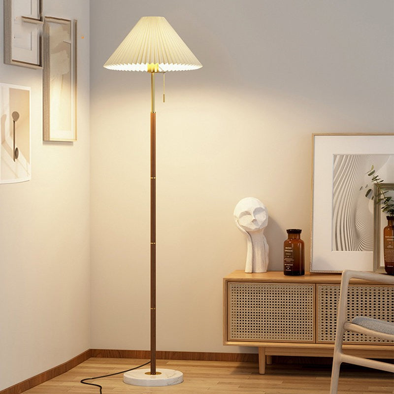 Pleated Wood Floor Lamp
