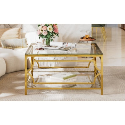 Gold Geometric Glass Table