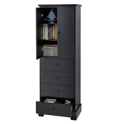 Cabinet With 2 Doors And 4 Drawers For Bathroom, Office
