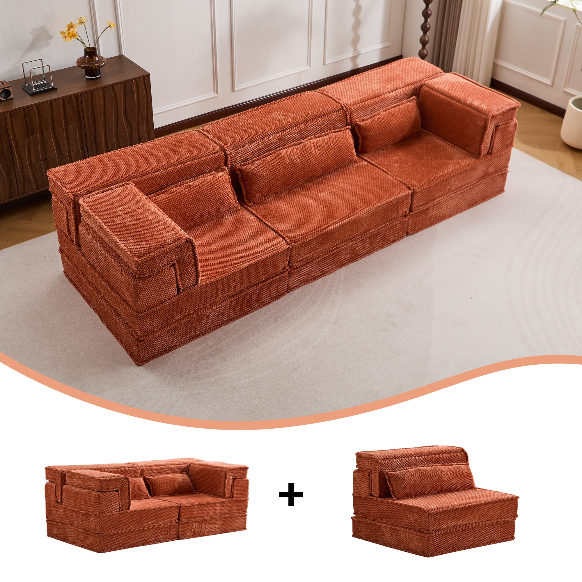 Orange Modular Sofa Pillows