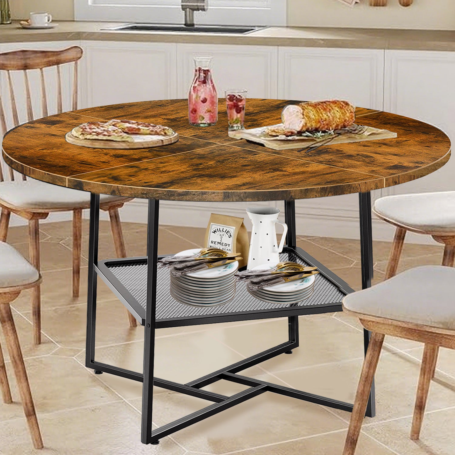 Black Round Dining Table