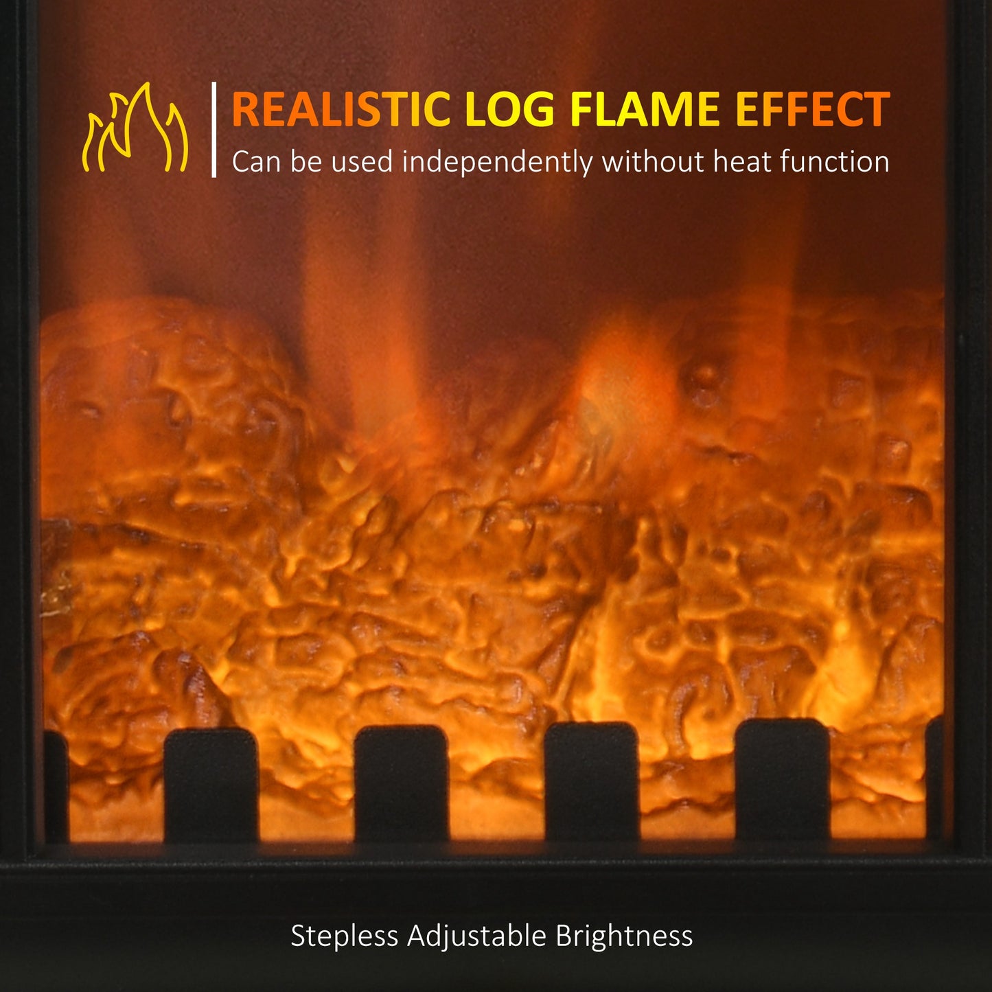 Electric Fireplace Heater Freestanding Fireplace Stove with 3-Side Realistic Flame Overheat Protection 750W/1500W