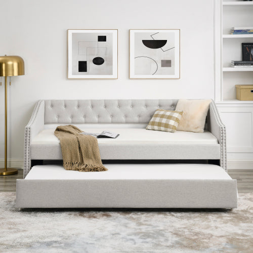 Beige Tufted Sofa Bed