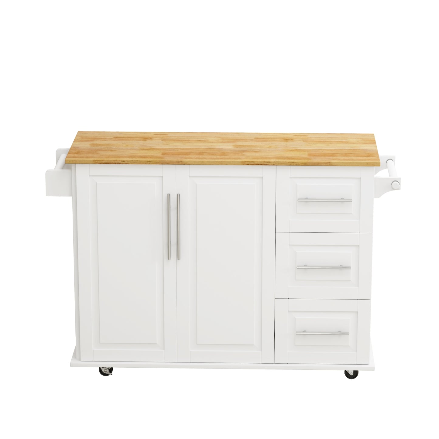 Kitchen Island Cart With Cabinet, 3 Drawers, Spice Rack, Towel Rack, 43.31  Wide