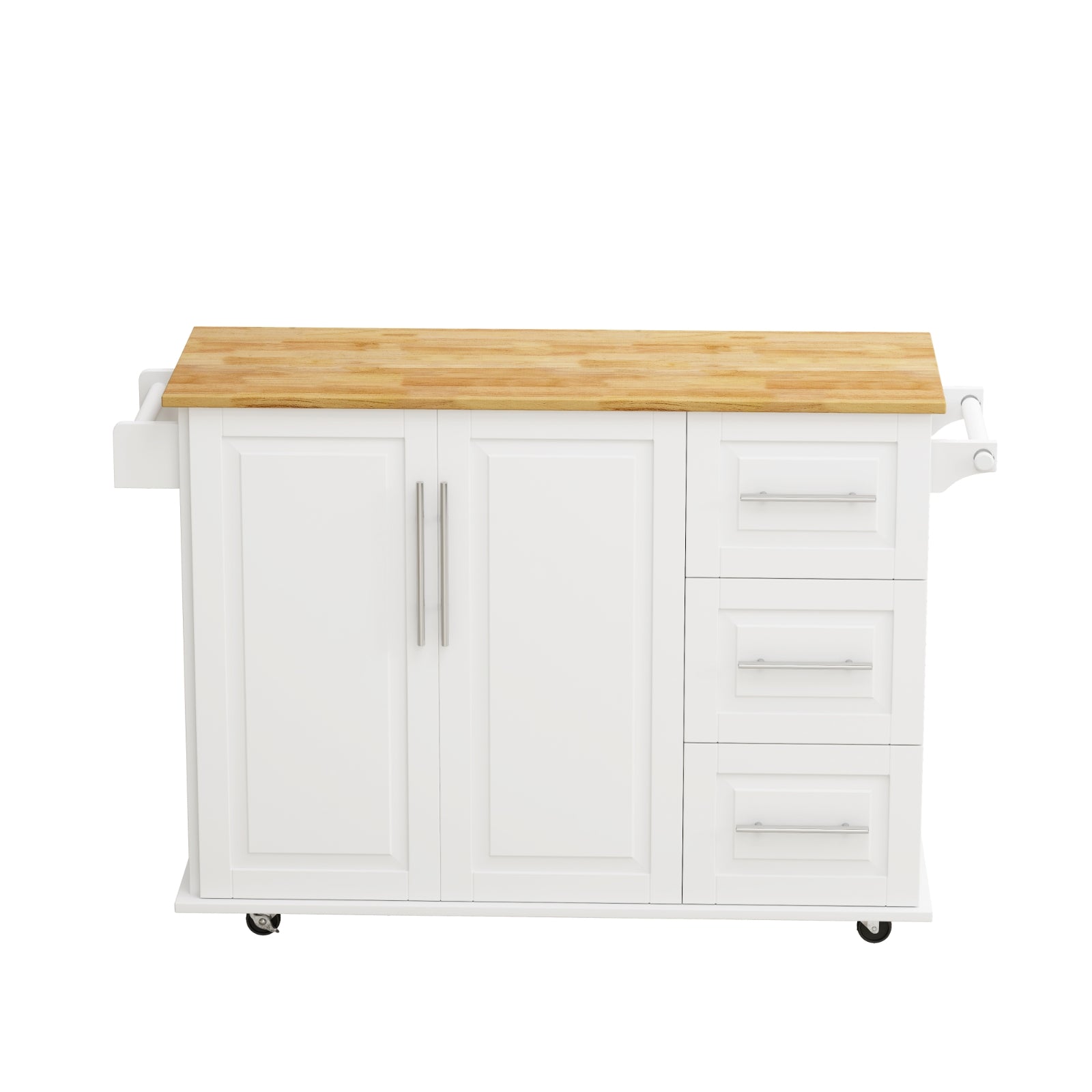 Carrito de Isla de Cocina con Gabinete, 3 Cajones, Estante para Especias, Estante para Toallas, 43.31 de Ancho