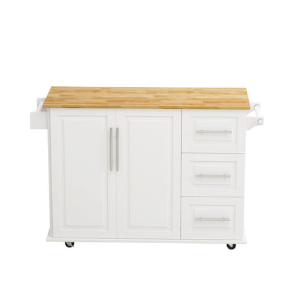 Kitchen Island Cart With Cabinet, 3 Drawers, Spice Rack, Towel Rack, 43.31  Wide