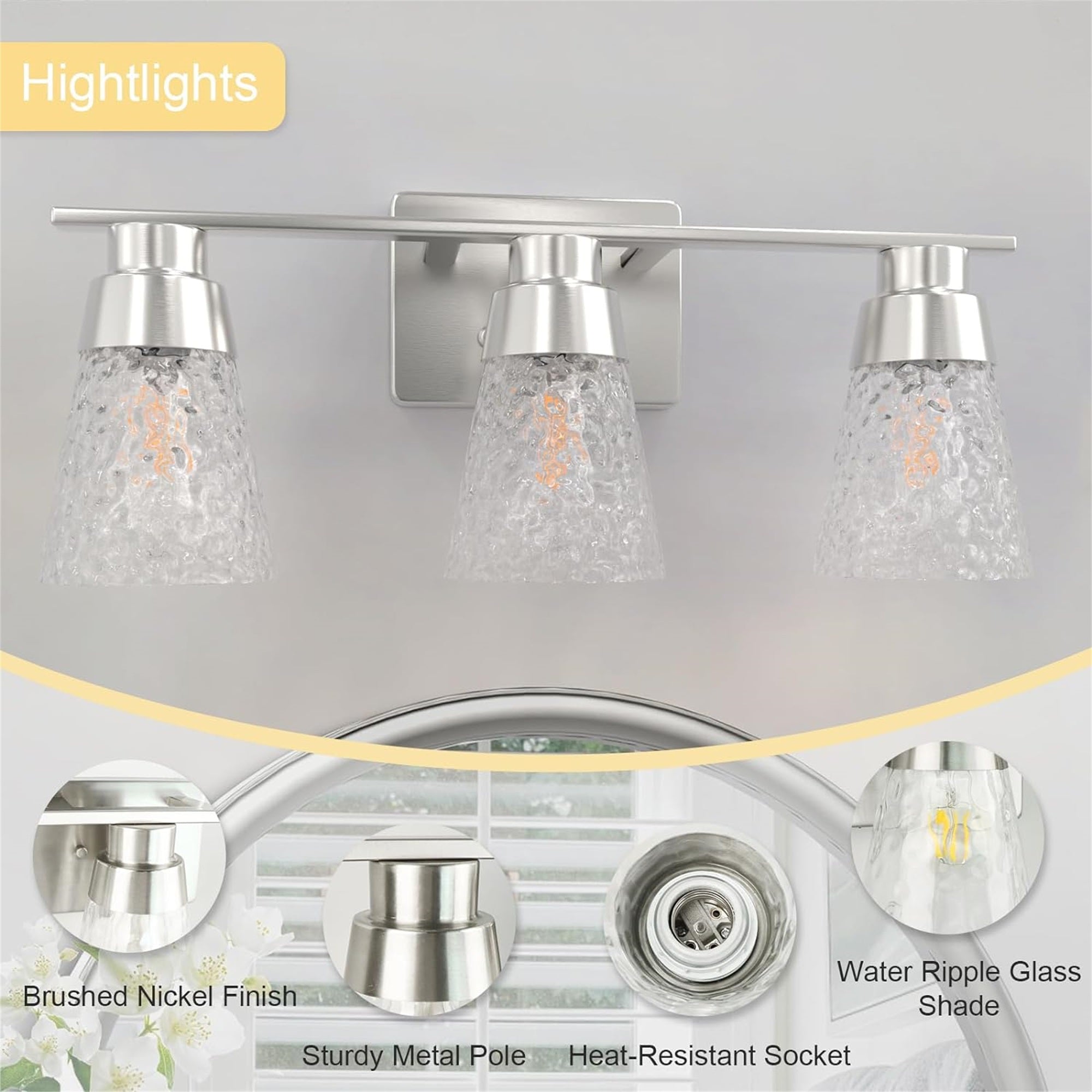 Nickel Hammered Glass Sconce