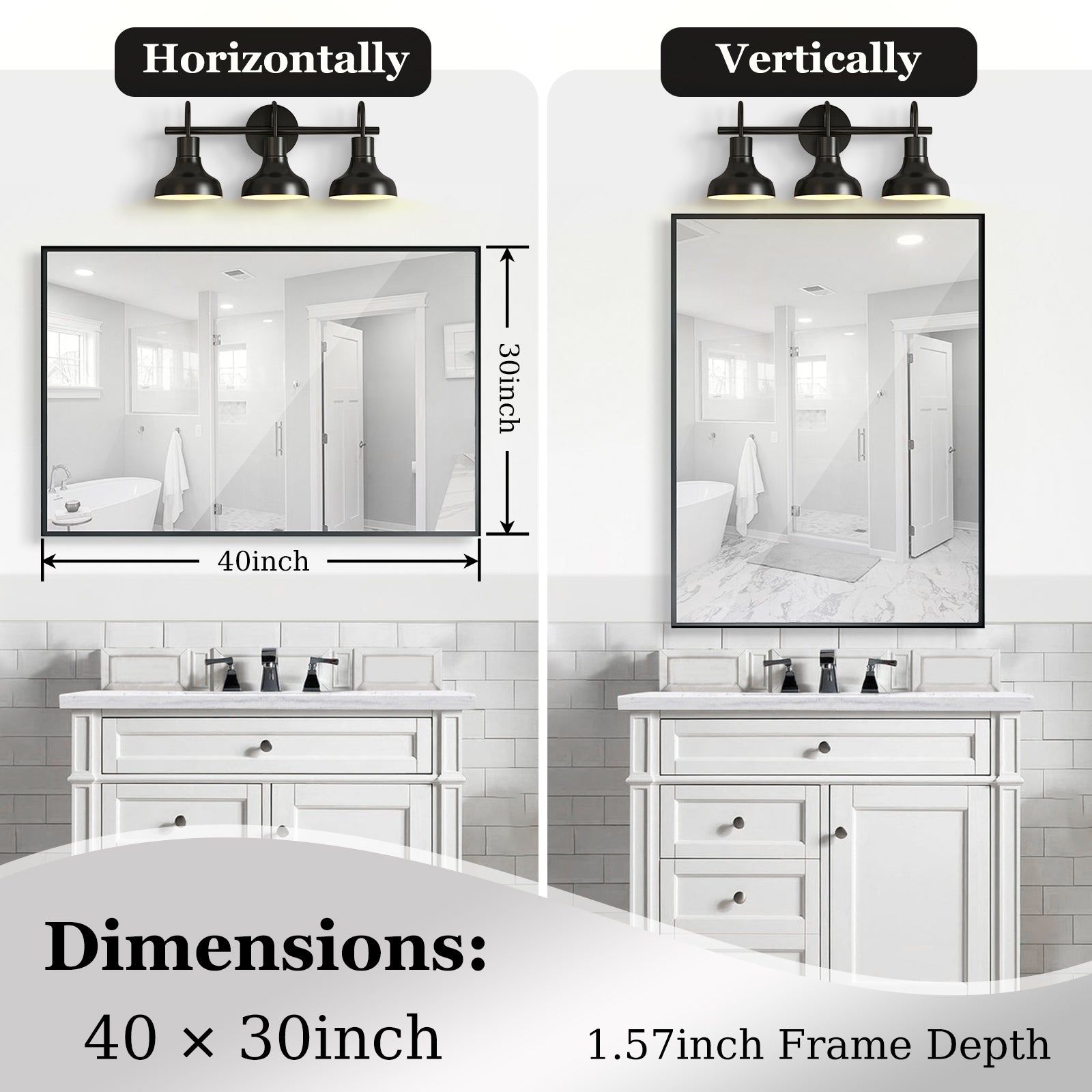 Black Rectangular Bathroom Mirror