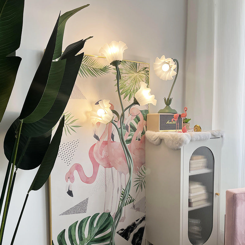 Cream Style Floor Lamp Living Room French Pastoral Bedroom Atmosphere Flower Lamp