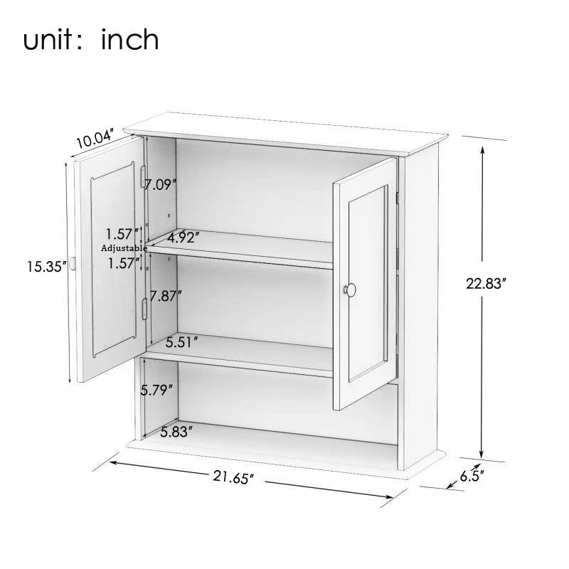 Badezimmerschrank mit Doppelspiegeltüren und Regalen
