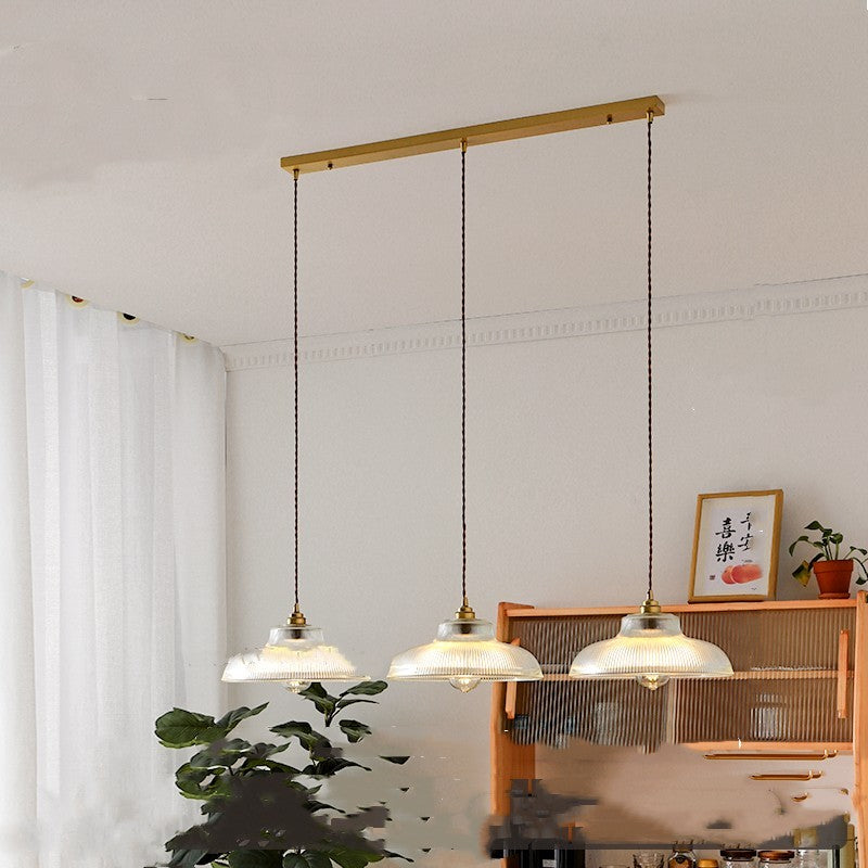 Brass Glass Bar Chandelier Three-Head Japanese Style