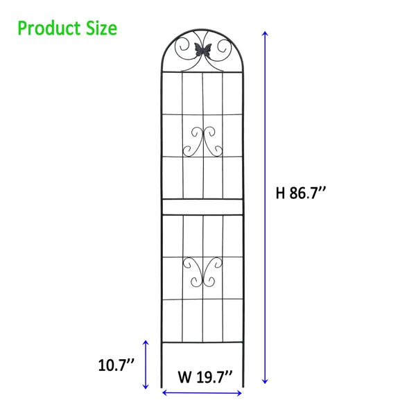 2 Pack Metal Garden Trellis 86.7" X 19.7" Rustproof Trellis For Climbing Plants Outdoor Flower Support Black