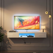 Soporte de TV Flotante Montado en la Pared con 16 Colores de LEDs, Soporte de TV Moderno, Gabinete de TV Flotante Centro de Entretenimiento para TV de 55 60 65 Pulgadas, Blanco