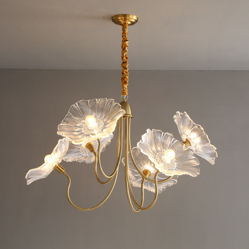 Glass Lotus Leaf Chandelier