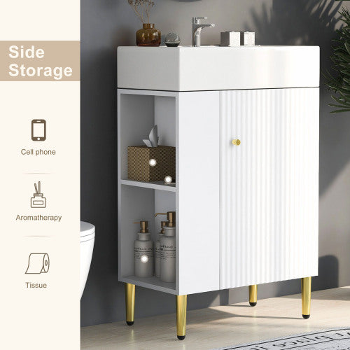 White Bathroom Vanity 21.6 Inch Stylish Storage