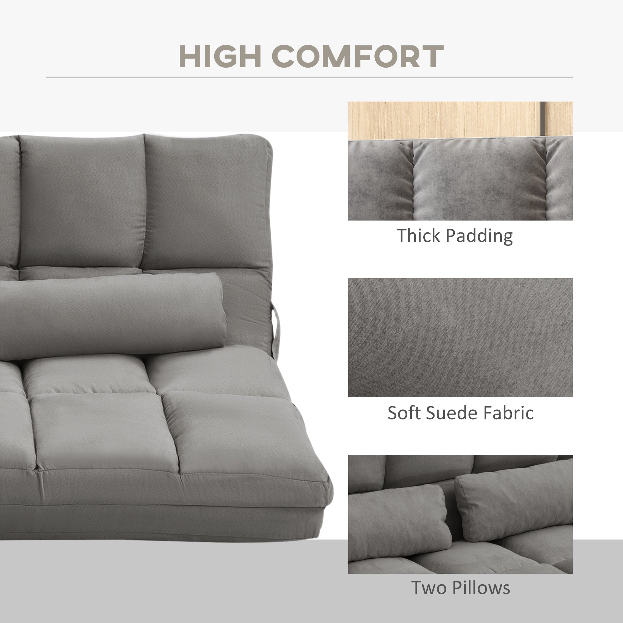 Grey Convertible Floor Sofa