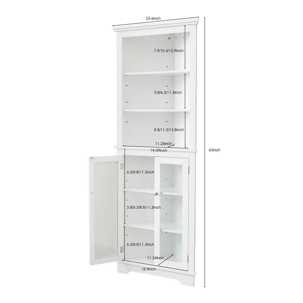 Matte White Corner Cabinet