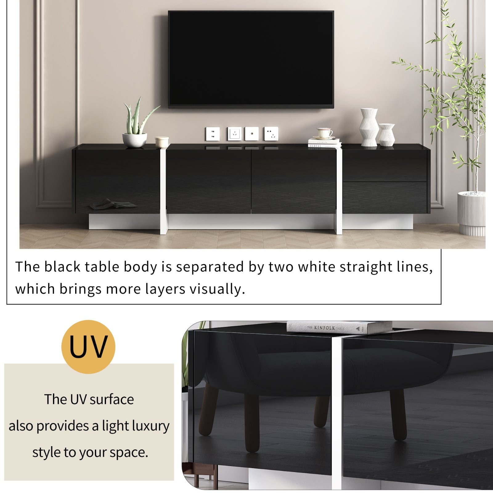 White Black TV Console