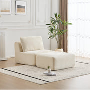 Sofá Moderno de Espuma de Memoria Comprimida, Chaise Longue Individual para Sala de Estar, Sofá Seccional Modular en Forma de Nube Amigable con Mascotas, Tela de Corduroy, Otomana Móvil, Sin Ensamblaje Requerido, Beige