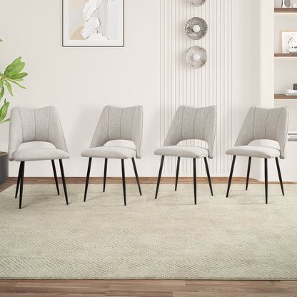 4-Chair Set Combination, Modern And Simple, With High Resilience Filling, Metal Legs, Adjustable Feet, Suitable For Kitchens And Dining Rooms,  Beige