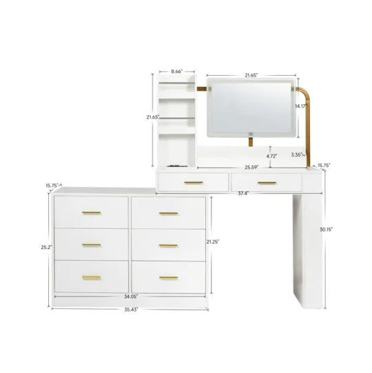 White 8-Drawer Dresser