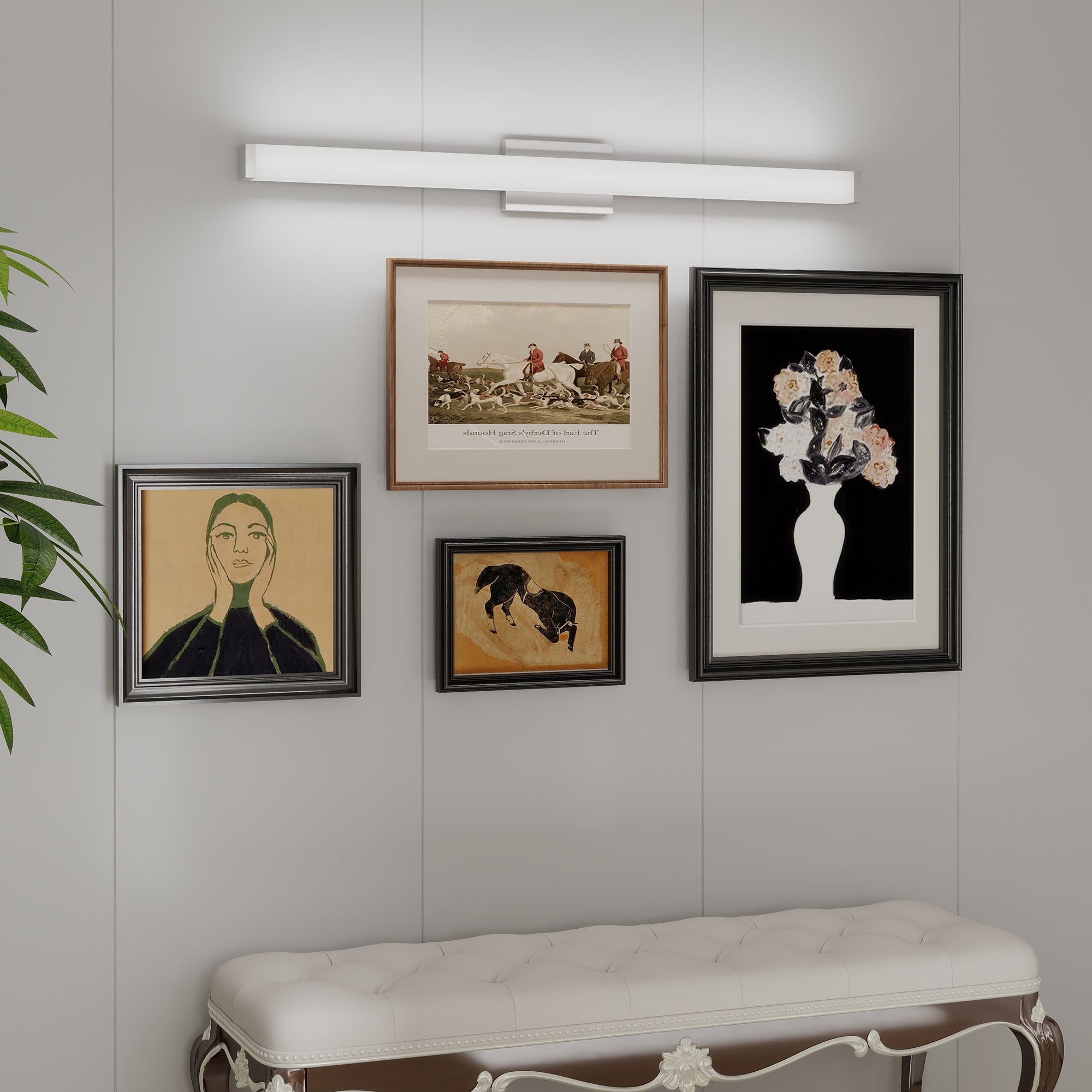 Luz de Tocador de Baño en Níquel Cepillado Cuadrada LED de 41 Pulgadas 24W 6000K Luz Blanca Fría Barra de Pared para Iluminación Sobre el Espejo - Níquel Cepillado, 41 pulg