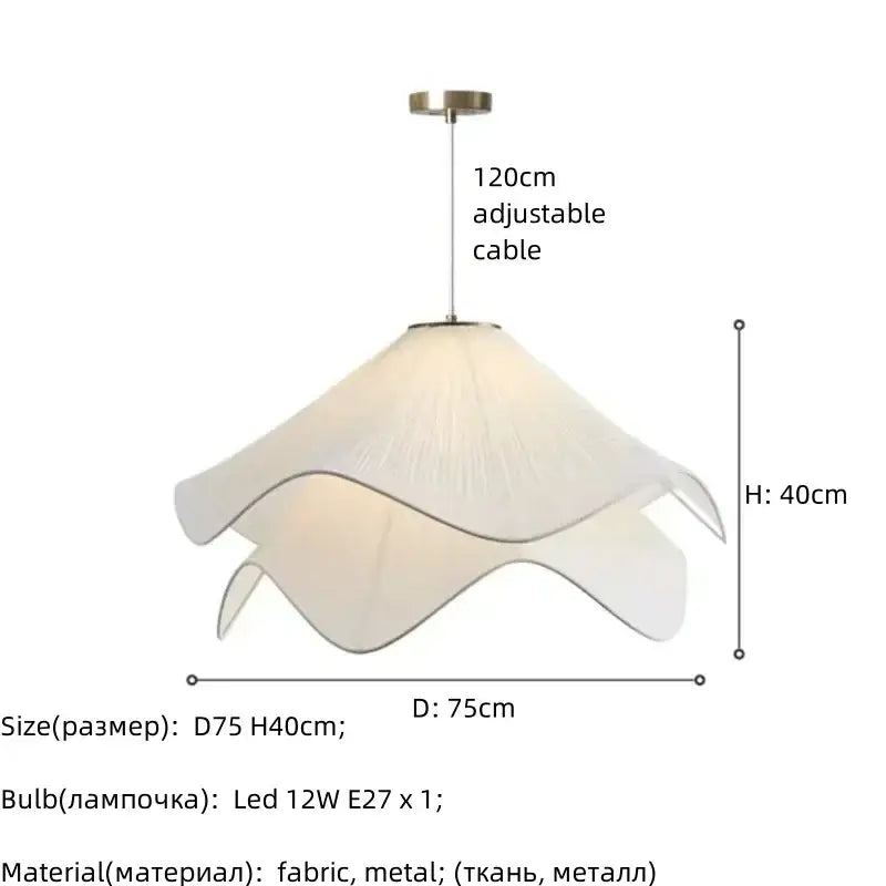 Fabric petal pendant light with delicate white fabric and layered petal design by decorbites for dining room decor