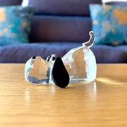 Faceted clear crystal puppy dog glass figurine with black nose and eyes for elegant decorbites crystal puppy decor