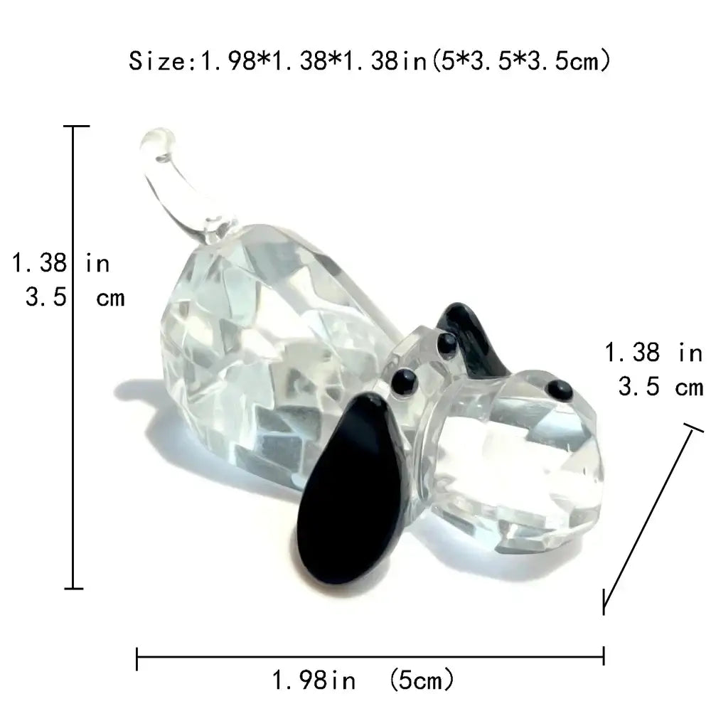 Faceted clear crystal puppy dog glass figurine with black ears and nose for elegant living room decorbites crystal puppy