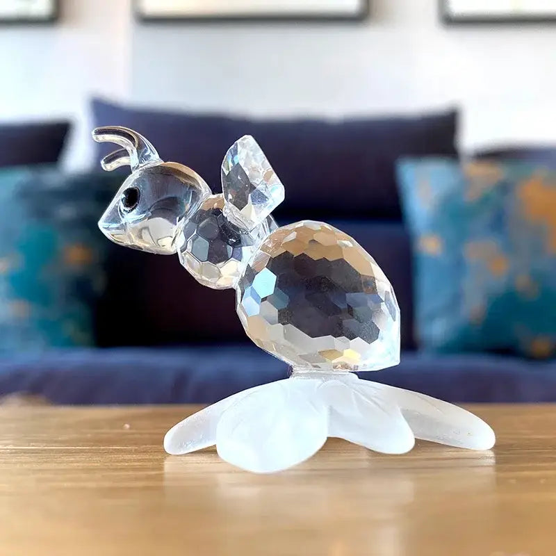 A faceted clear glass turtle figurine with a translucent white base for decorbites crystal bee and leaf glass figurine decor