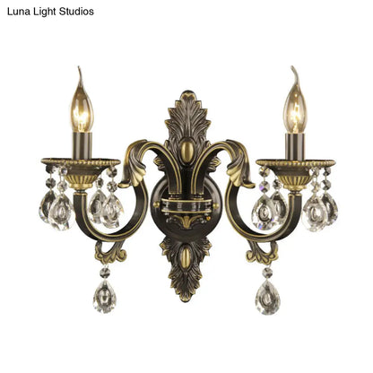 DecorBites™ Faceted Crystal Finial Black and Gold Sconce Candlestick - Nordic Wall Light with 2 Lights