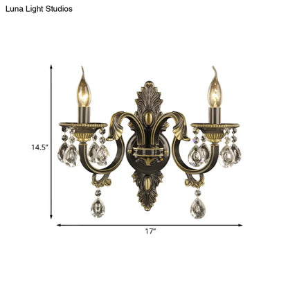 DecorBites™ Faceted Crystal Finial Black and Gold Sconce Candlestick - Nordic Wall Light with 2 Lights